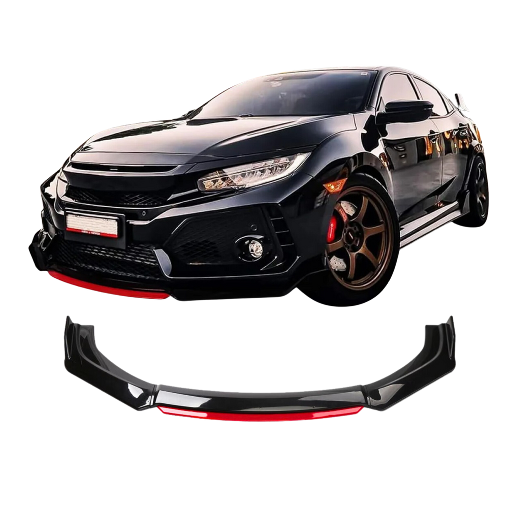 Spoiler dianteiro Honda Civic Black Piano Vermelho Para-choq