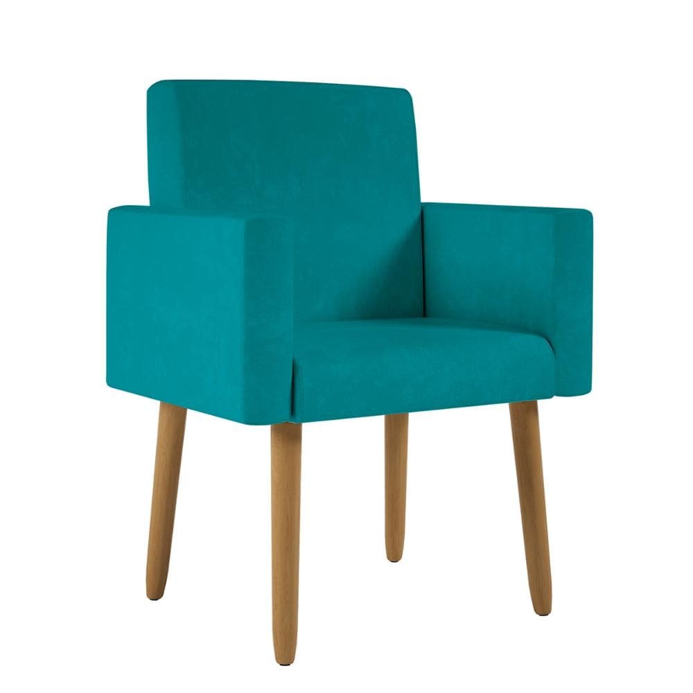 Poltrona Decorativa Pés Palito Nina Suede