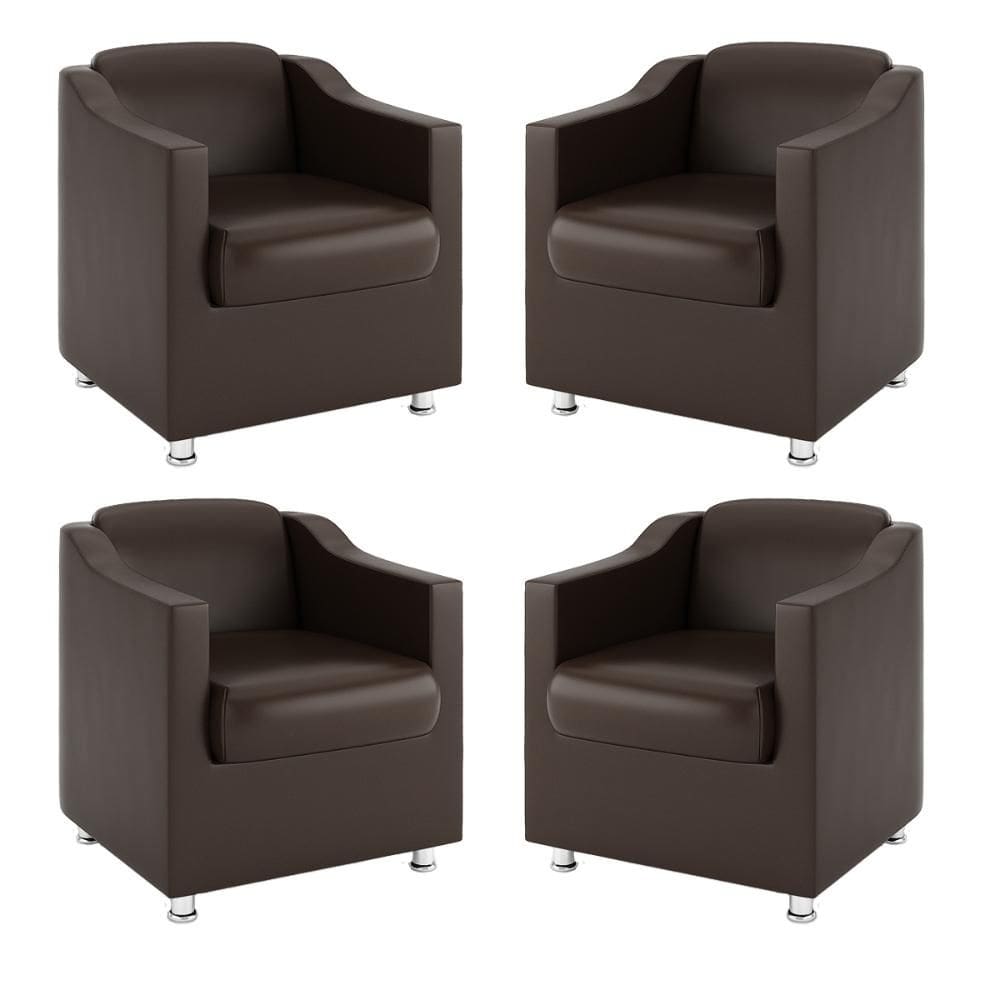 Kit 4 Poltronas Decorativas Tilla Suede