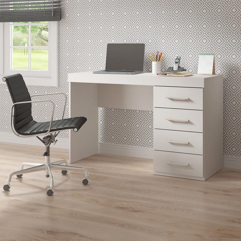 Escrivaninha Mesa para Notebook com 4 Gavetas 120Cm Branca