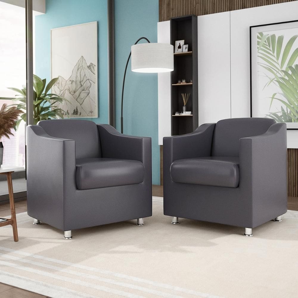 Kit 2 Poltronas Decorativas Tilla Tecido Sintético