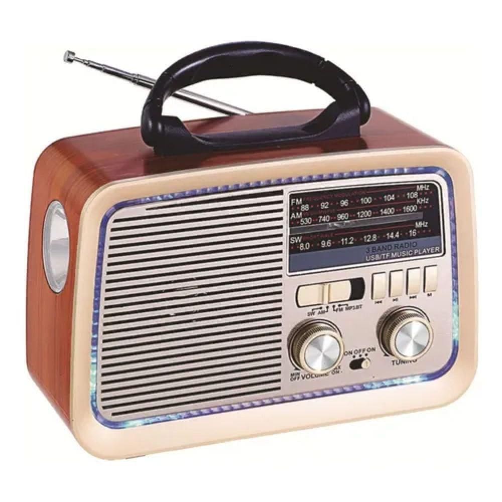 Radio Bluetooth USB TF Com Lanterna Marrom - Altomex