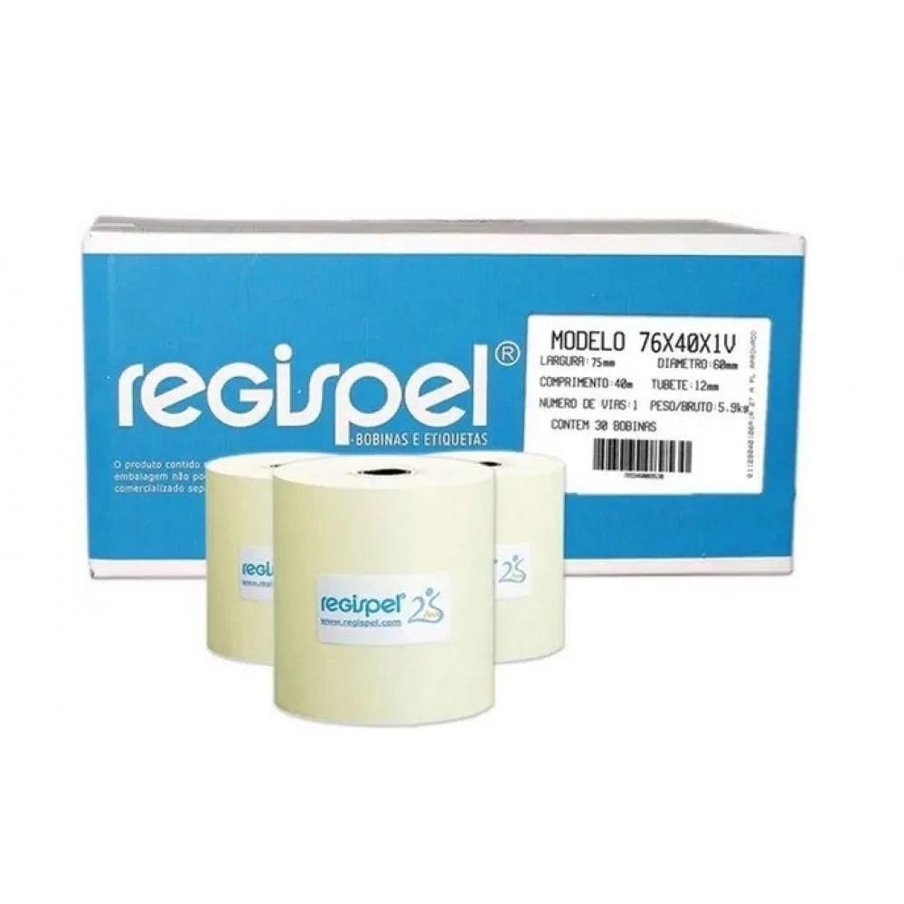 Bobina Térmica 76mm X 40m Amarela Cx C/ 30 Un. - Regispel
