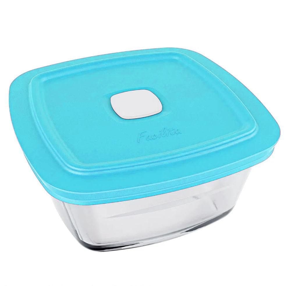 Pote Quadrado Facilita 1 Litro com Tampa Azul - Marinex
