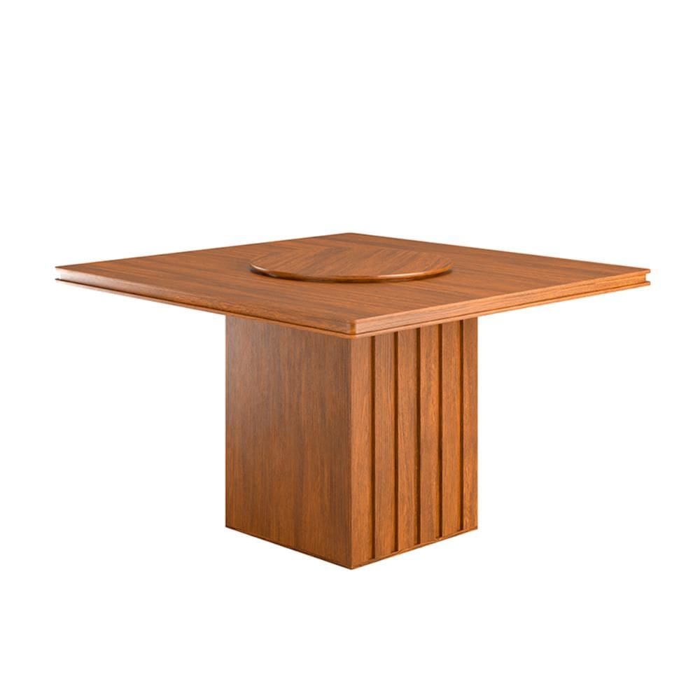 Mesa Sala Jantar Santiago 136x136cm com Prato Giratorio