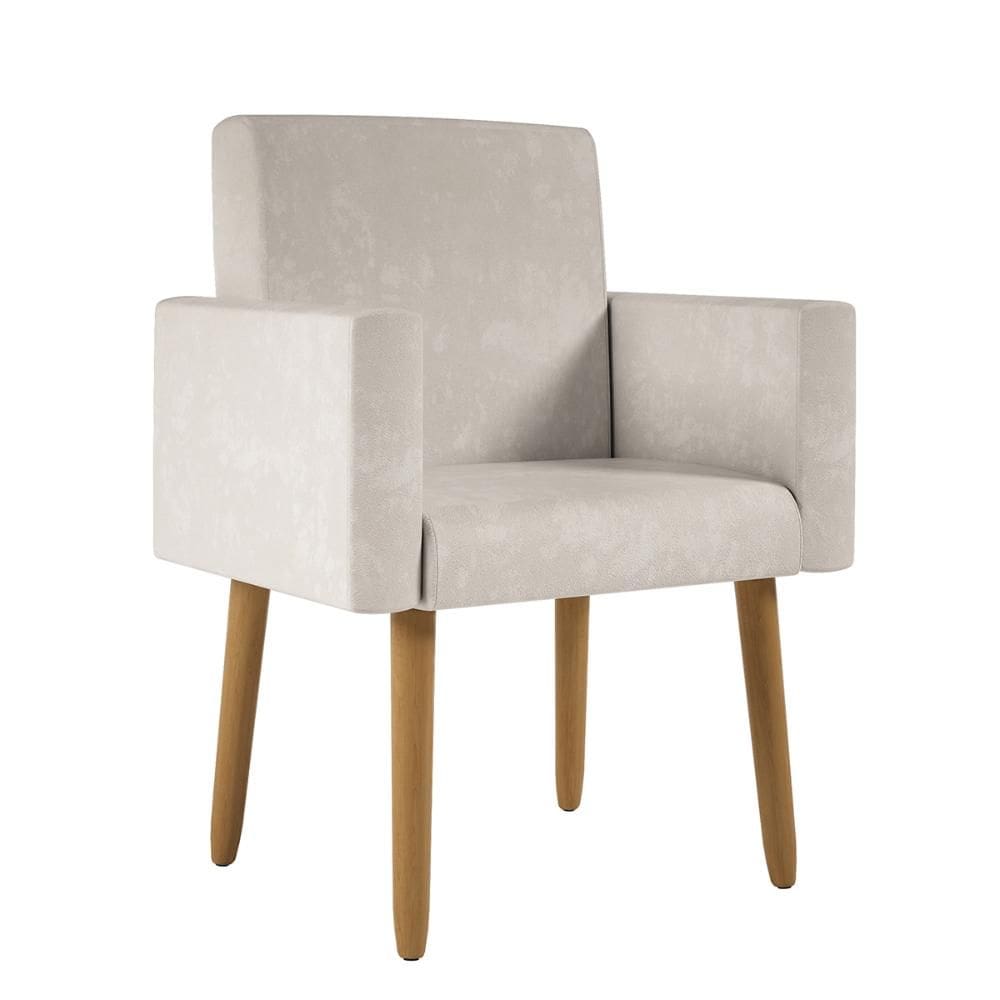 Poltrona Decorativa Pés Palito Nina Suede