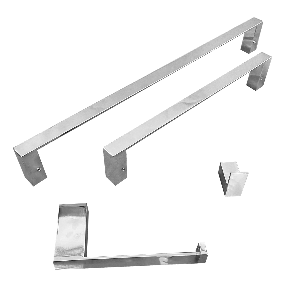 Kit Papeleira Cabide Toalheiro 45Cm Toalheiro 30Cm Slim