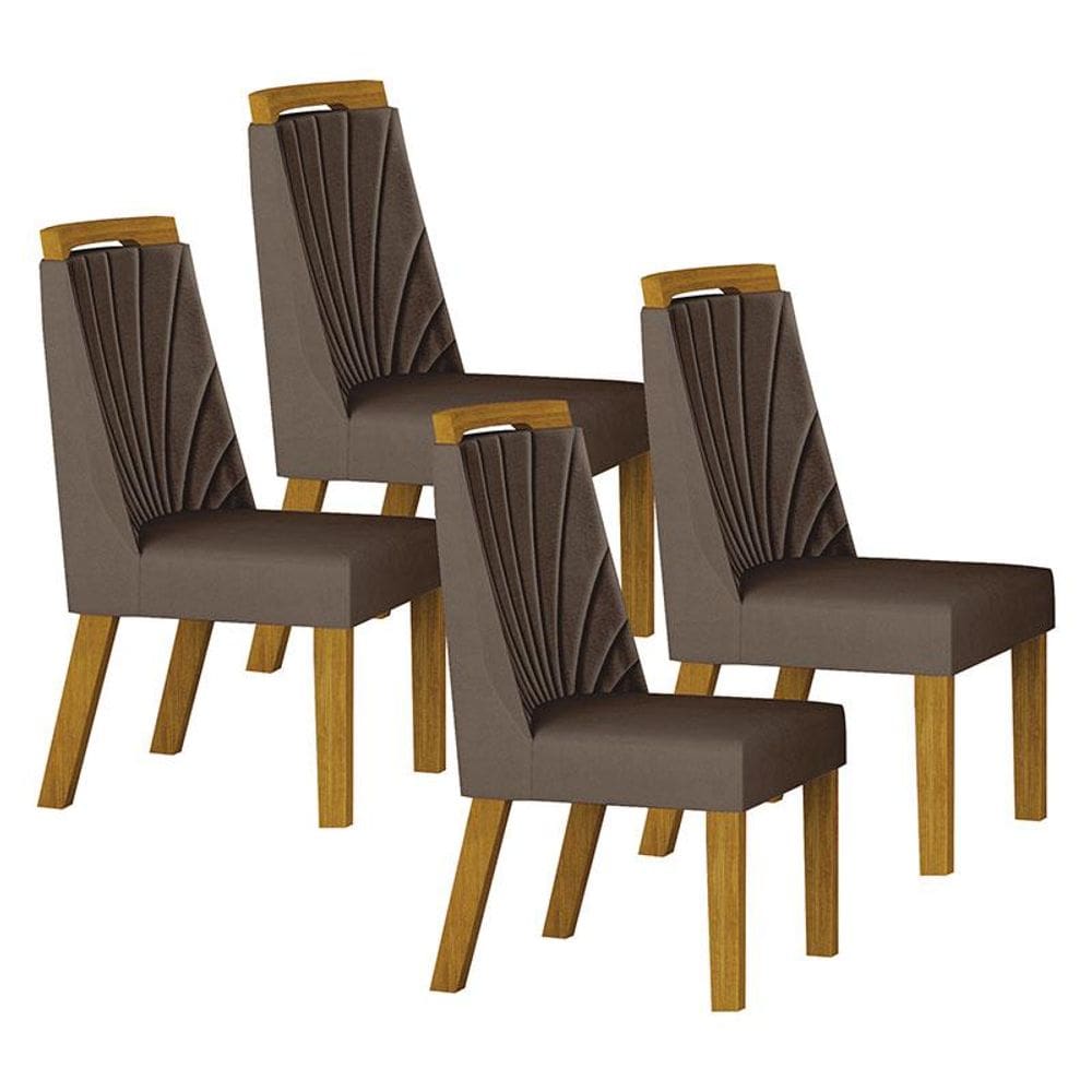 Cadeira para Mesa de Jantar Liz MDF Kit 4 Peças Freijó Joli Camurça - Leifer Móveis