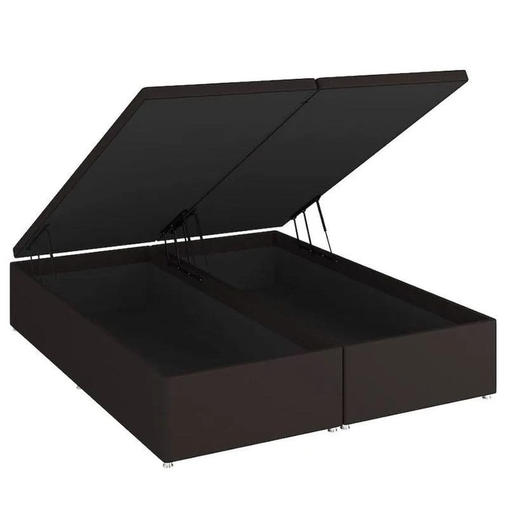 Base Baú Linho Marrom Super King (193x203x39) - Ortobom