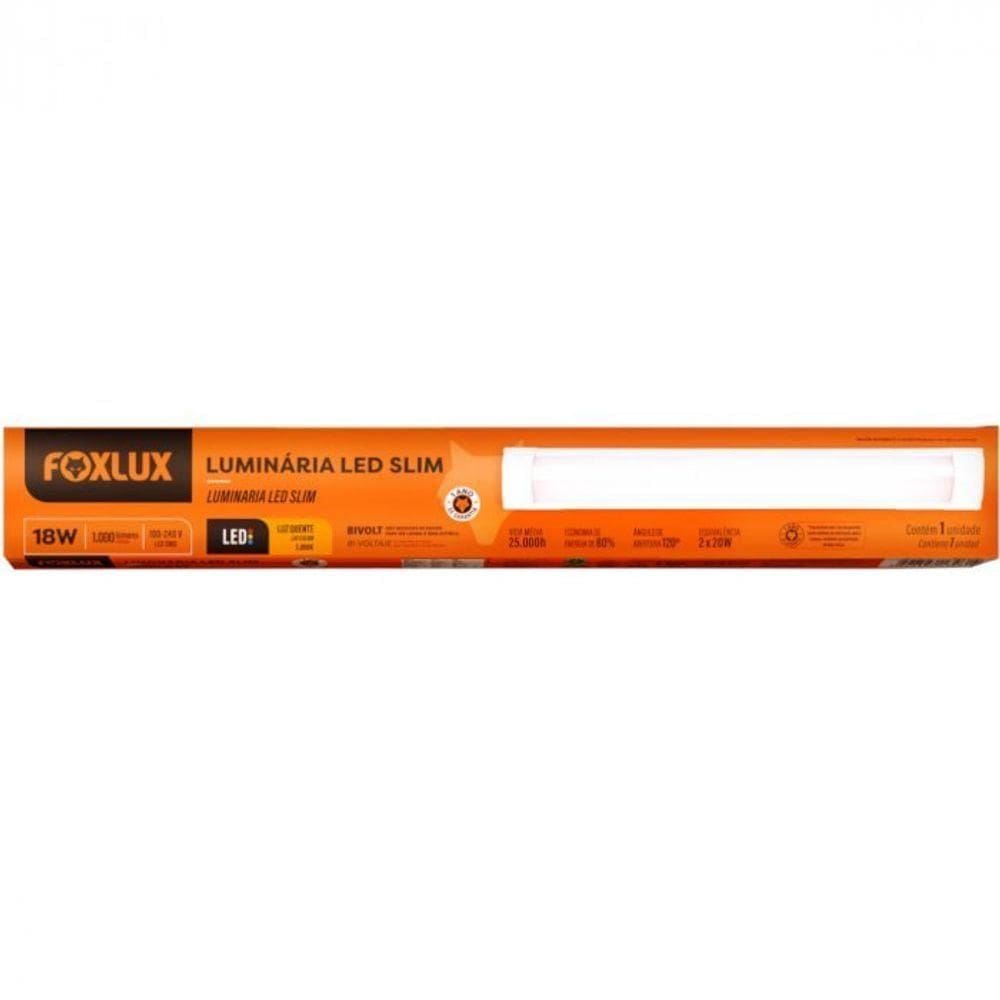 Luminaria Led Slim 18w 3000k Bivolt Foxlux