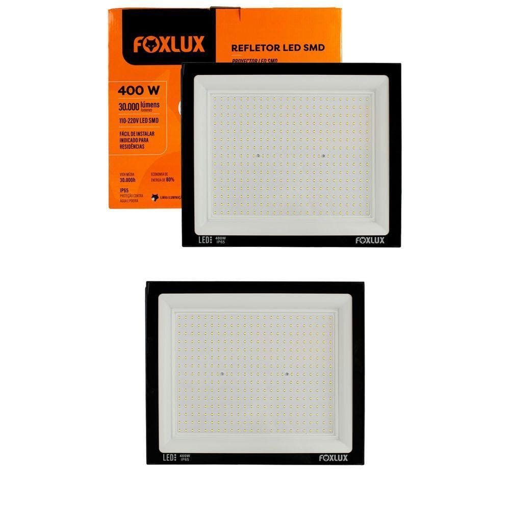 Kit 2 Refletor Led 400w 6500k Bivolt Ip65 Foxlux
