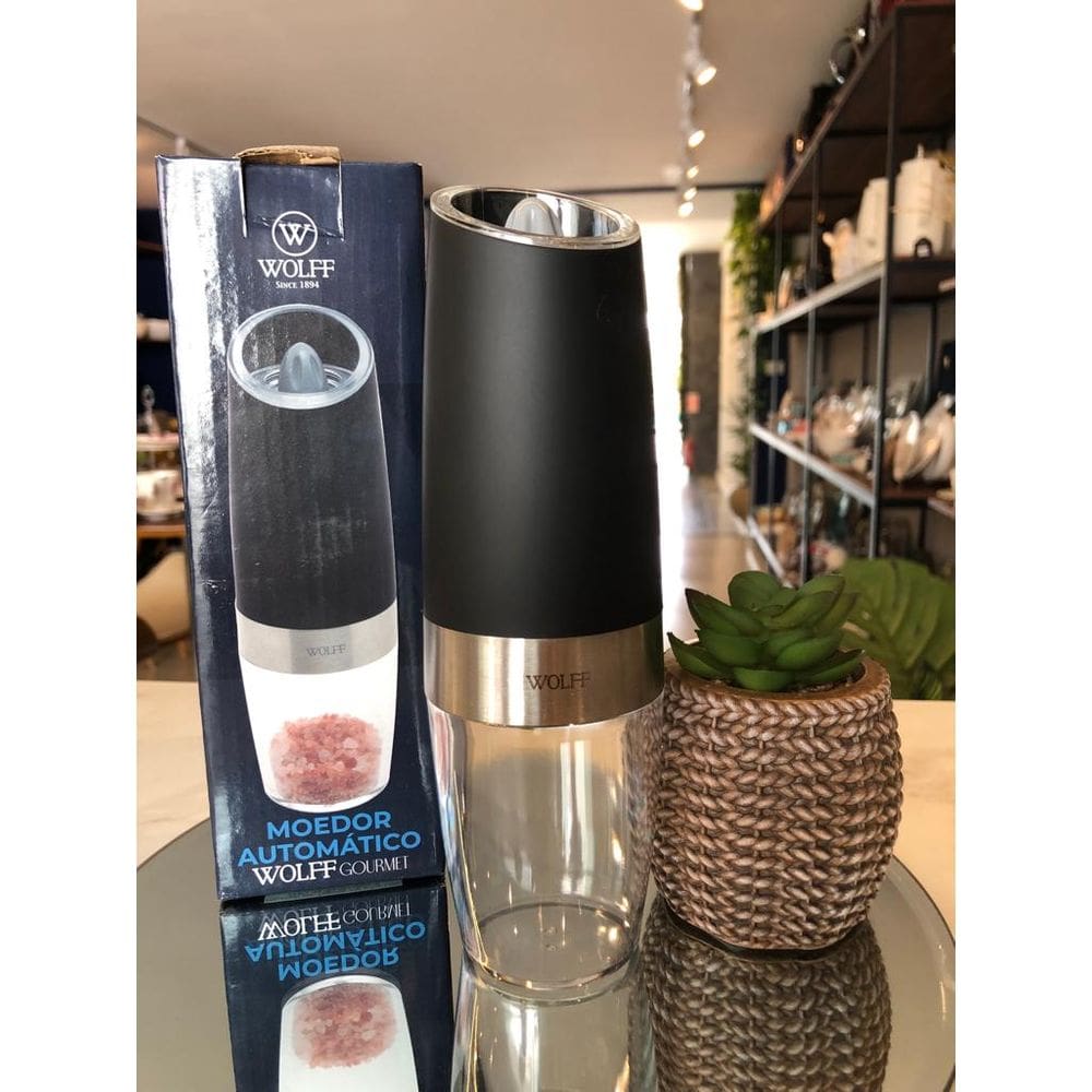Moedor De Temperos Automatico Em Aco Inox Gravity Preto