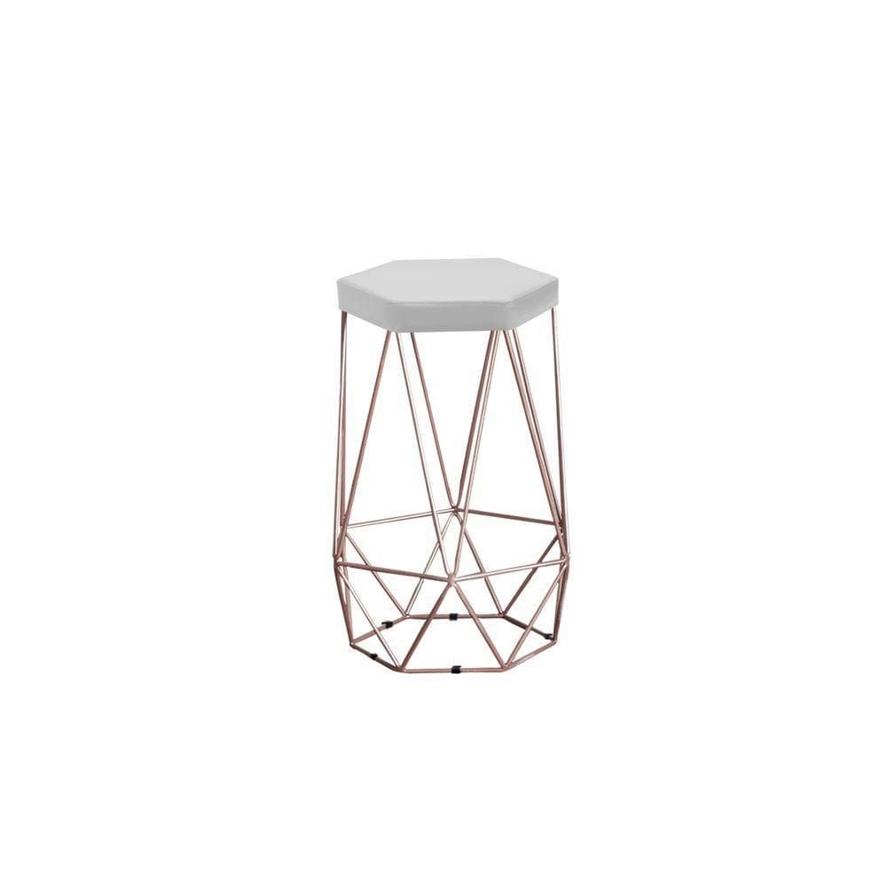 Banqueta Alta Decorativa Rubi Estofada Com Armação Bronze