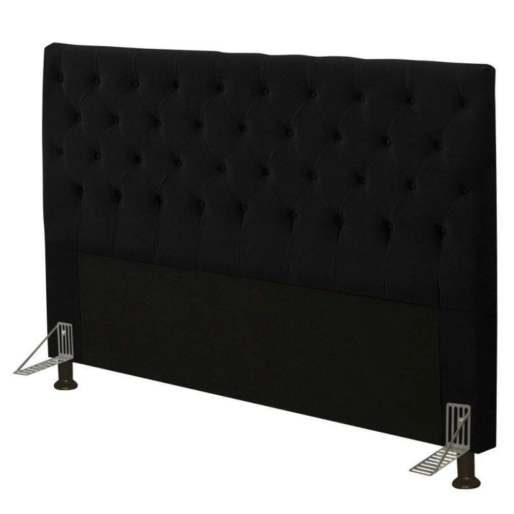 Cabeceira Cristal 90 Cm Cama Box Solteiro Suede Preto