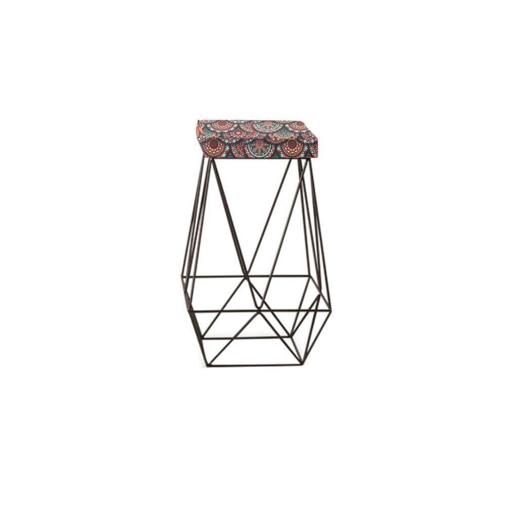 Banqueta Alta Lucy Com Armação Preto Com Tecido Suede