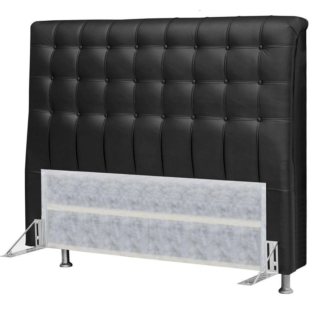 Cabeceira Dama 1,95cm Cama Box King Size Corino Preto