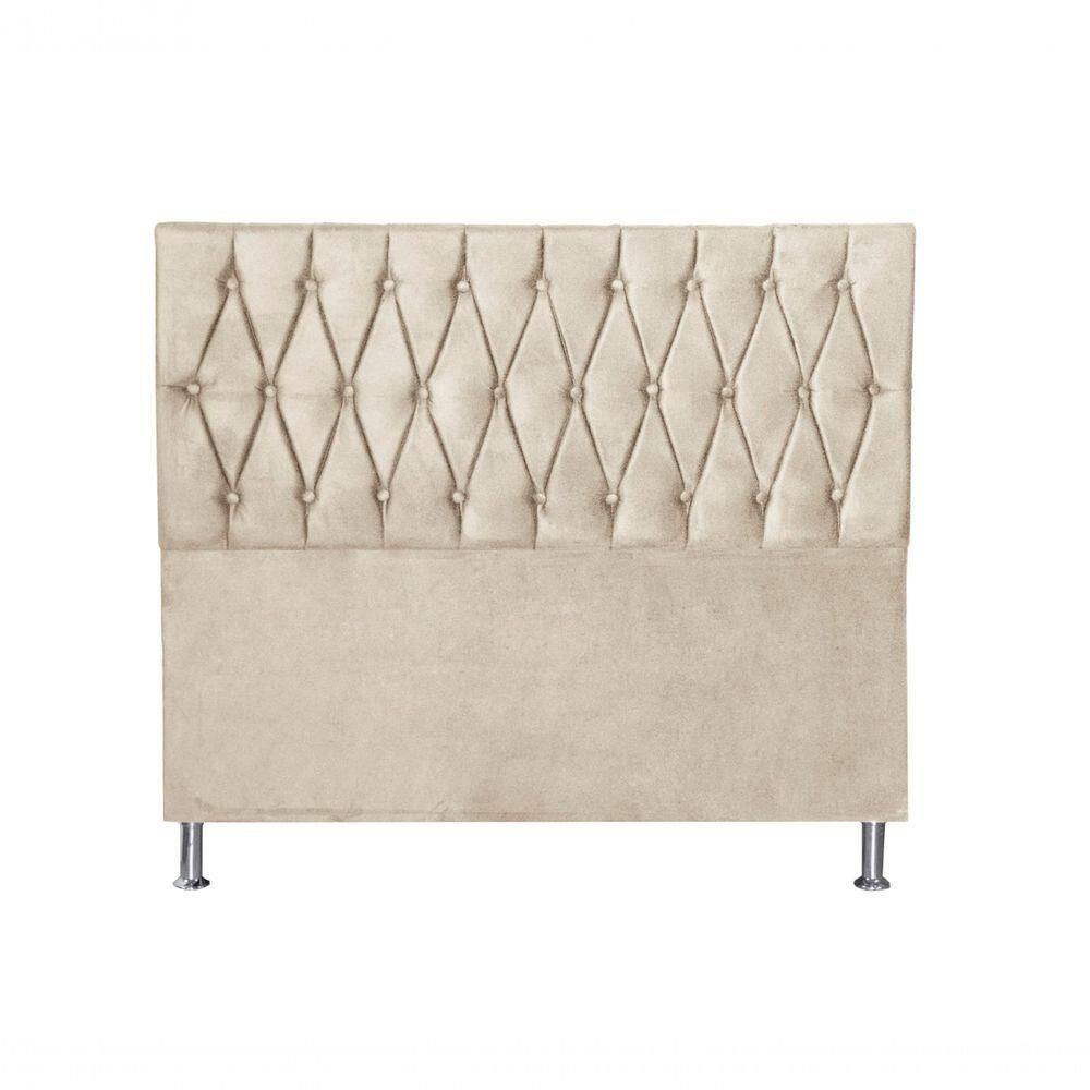 Cabeceira Paris 1,40 Cm Cama Box Casal Suede Bege