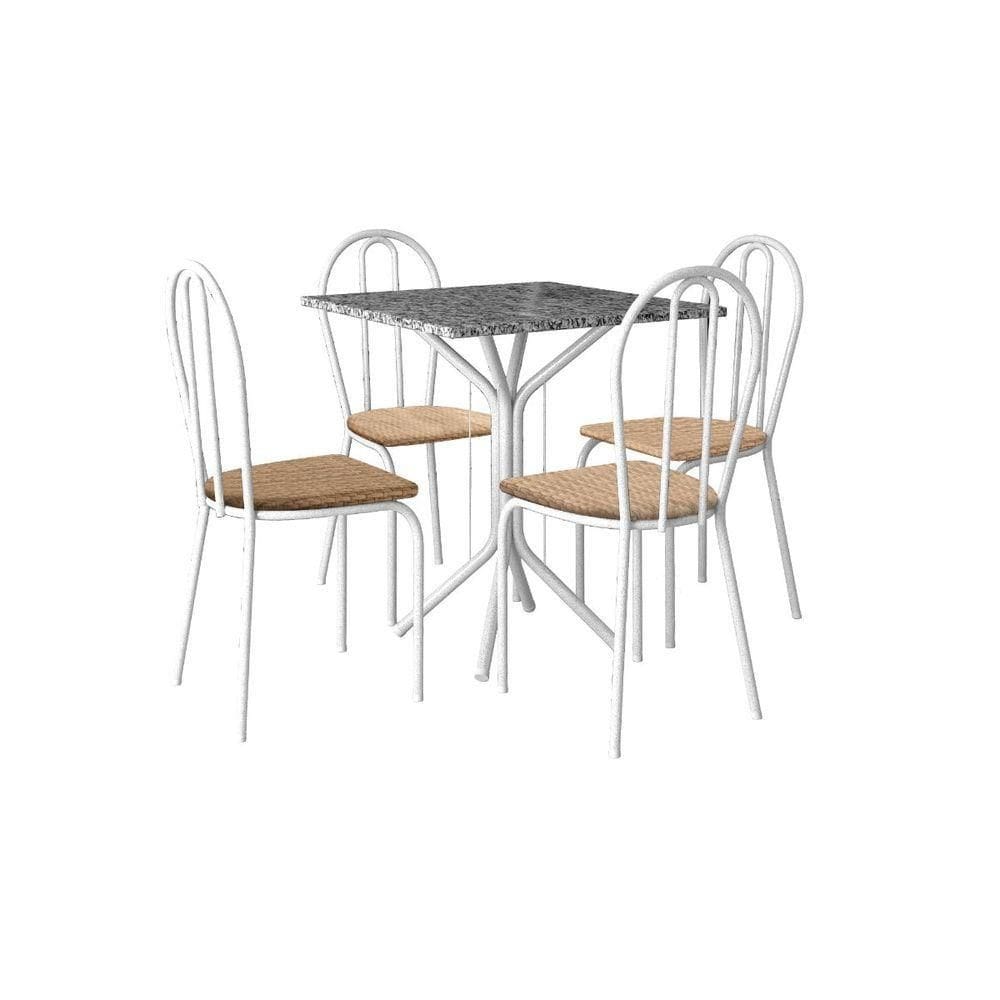 Conjunto Mesa Thais 4 Cadeiras 004 Base Branco Tampo Granito