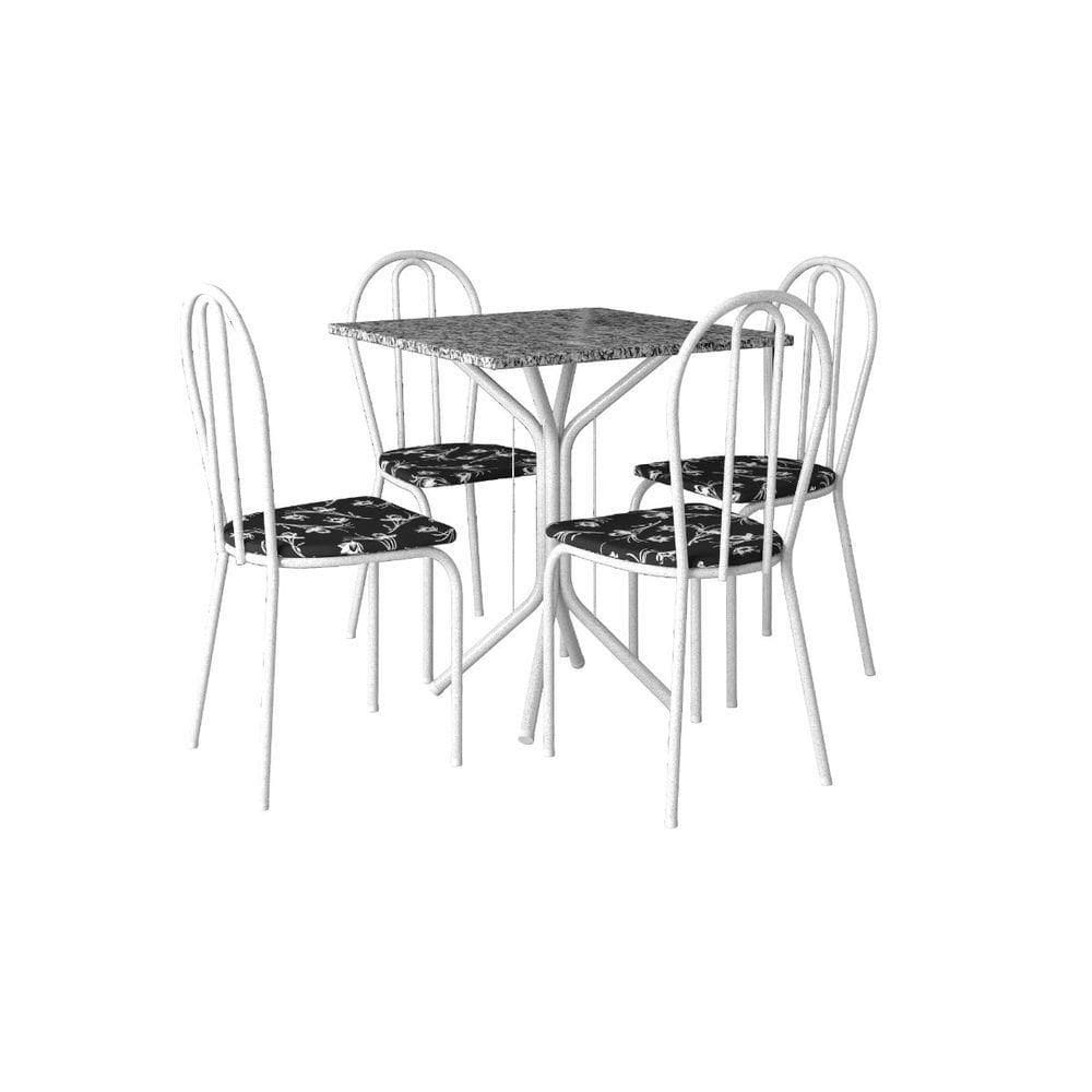 Conjunto Mesa Thais 4 Cadeiras 004 Base Branco Tampo Granito