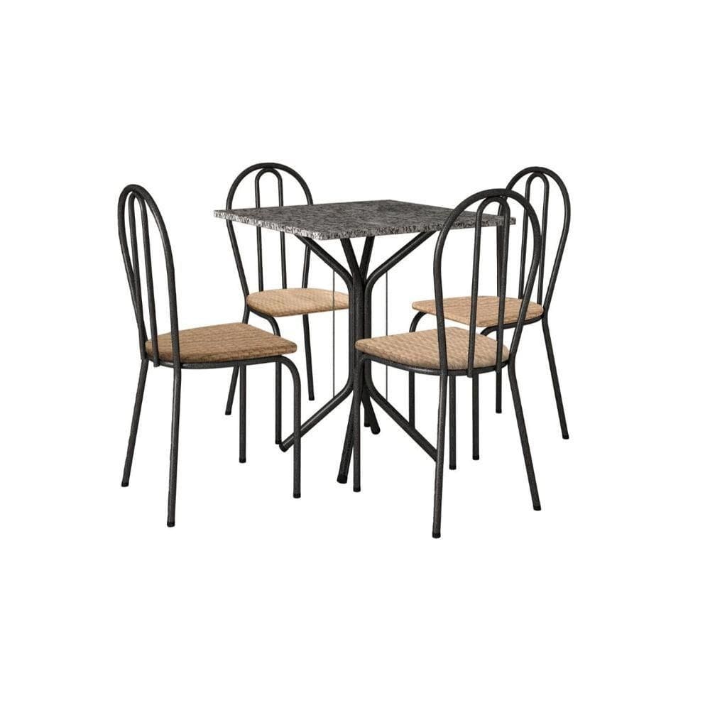 Conjunto Mesa Thais 4 Cadeiras 004 Base Preto Tampo Granito