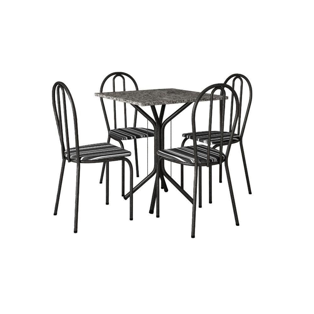 Conjunto Mesa Thais 4 Cadeiras 004 Base Preto Tampo Granito