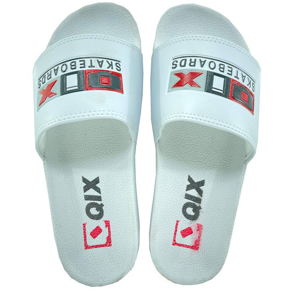 Chinelo Slide Qix Skateboards Masculino - Branco e Preto