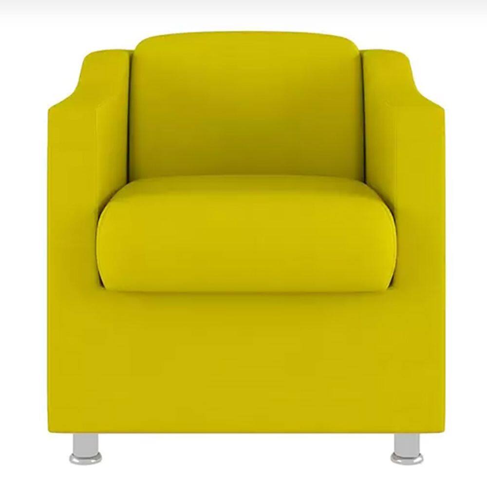 Poltrona Bia Decorativa Reforçada Recepção Clinica Salão Sala De Estar Suede Amarelo