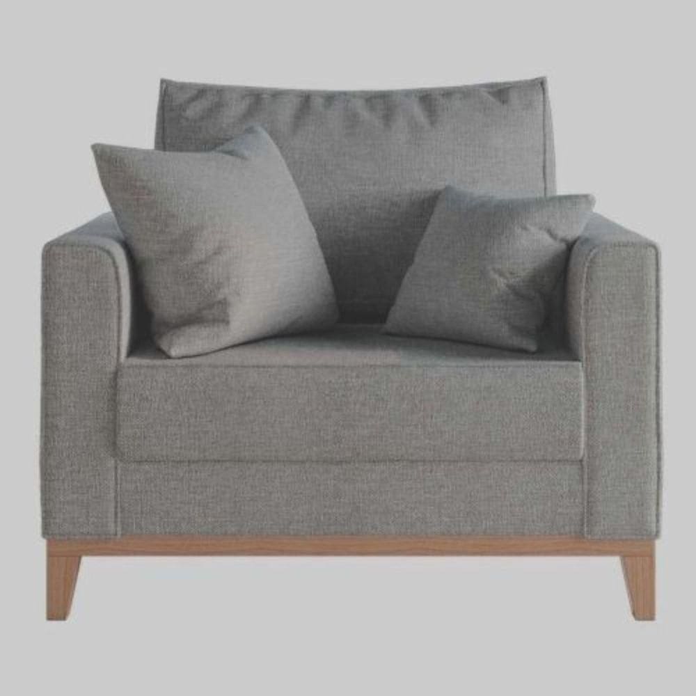 Poltrona Decorativa Living Em Tecido Linho Para Sala