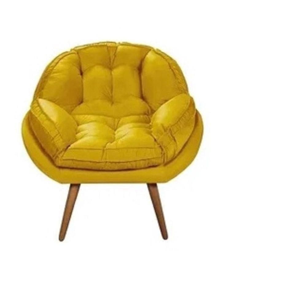 Poltrona Decorativa Flórida Em Tecido Suede Pés Madeira