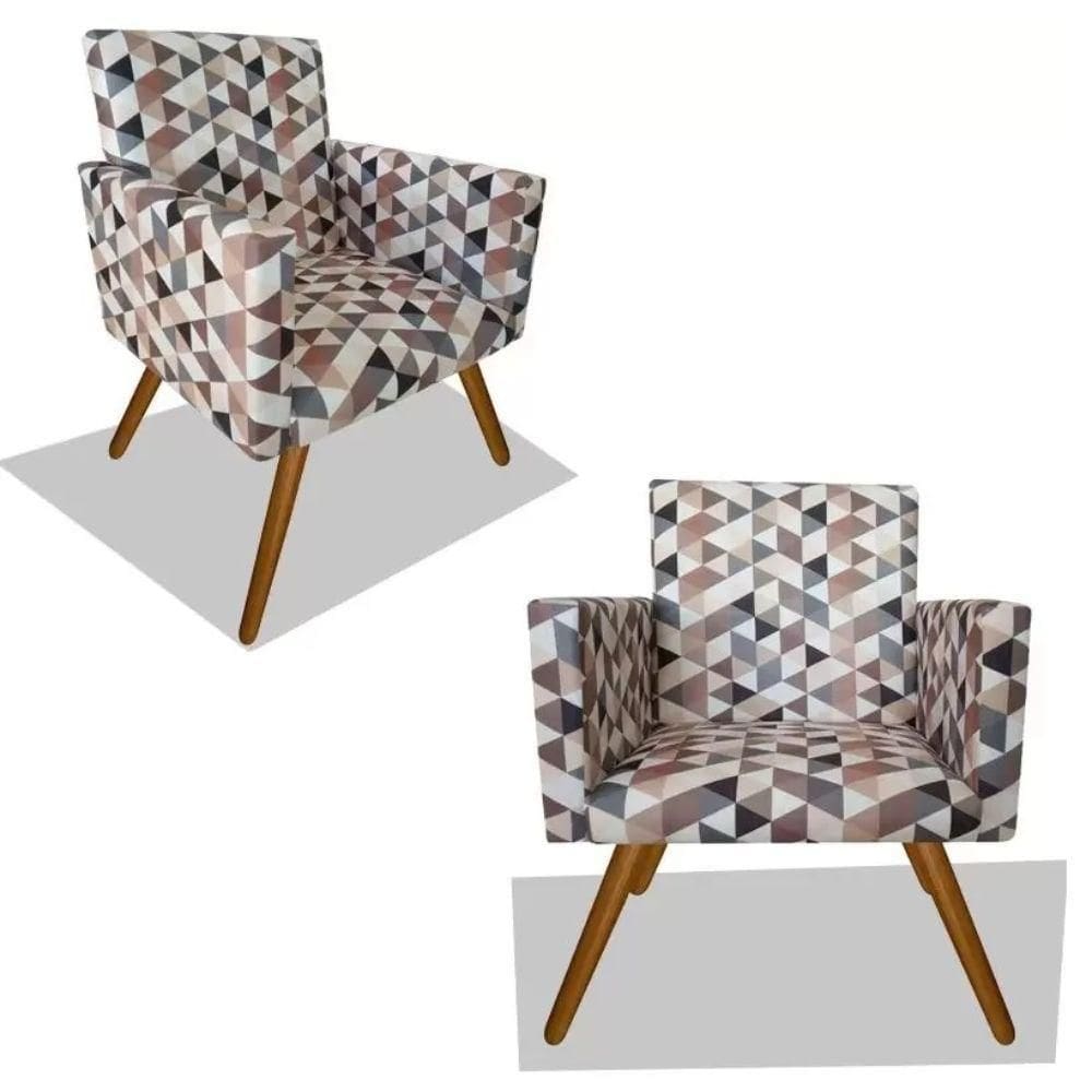 Kit 2poltronas Nina Sala De Estar Triangulo Bege