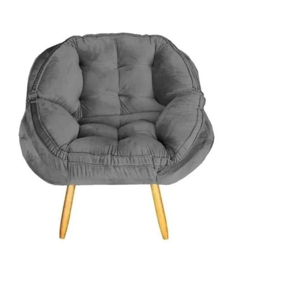 Poltrona Decorativa Flórida Em Tecido Suede Pés Madeira