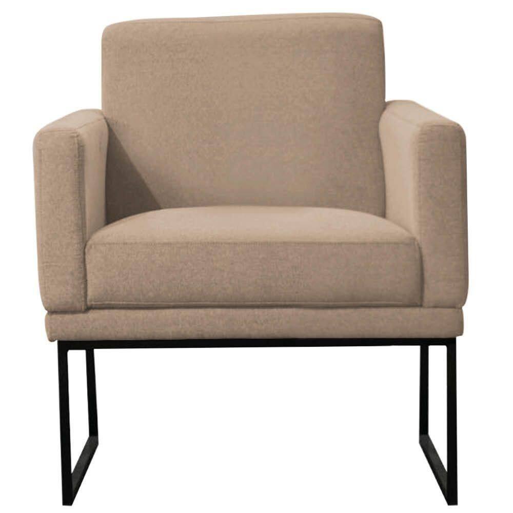 Poltrona Decorativa Juliette Suede Com Armação Preta Metal