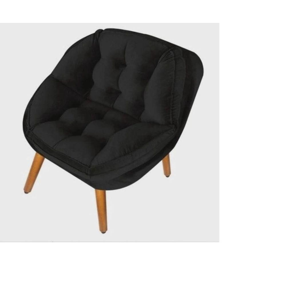 Poltrona Decorativa Flórida Em Tecido Suede Pés Madeira