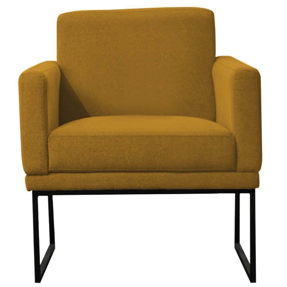 Poltrona Decorativa Juliette Suede Com Armação Preta Metal