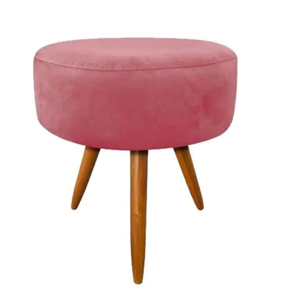 Puff Decorativo Banqueta Dóris Redondo Suede Rose
