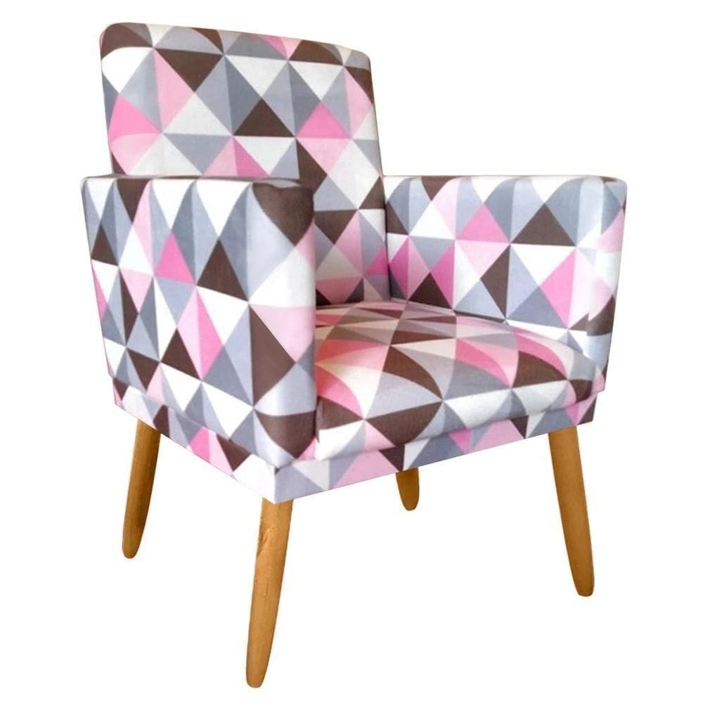 Poltrona Decorativa Nina Sala E Escritório Triangulo Rosa