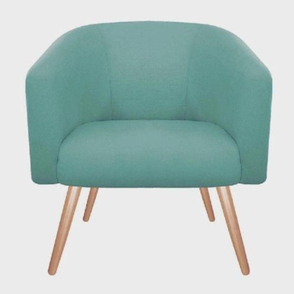 Poltrona Decorativa Stella Em Suede Com Pés Palito