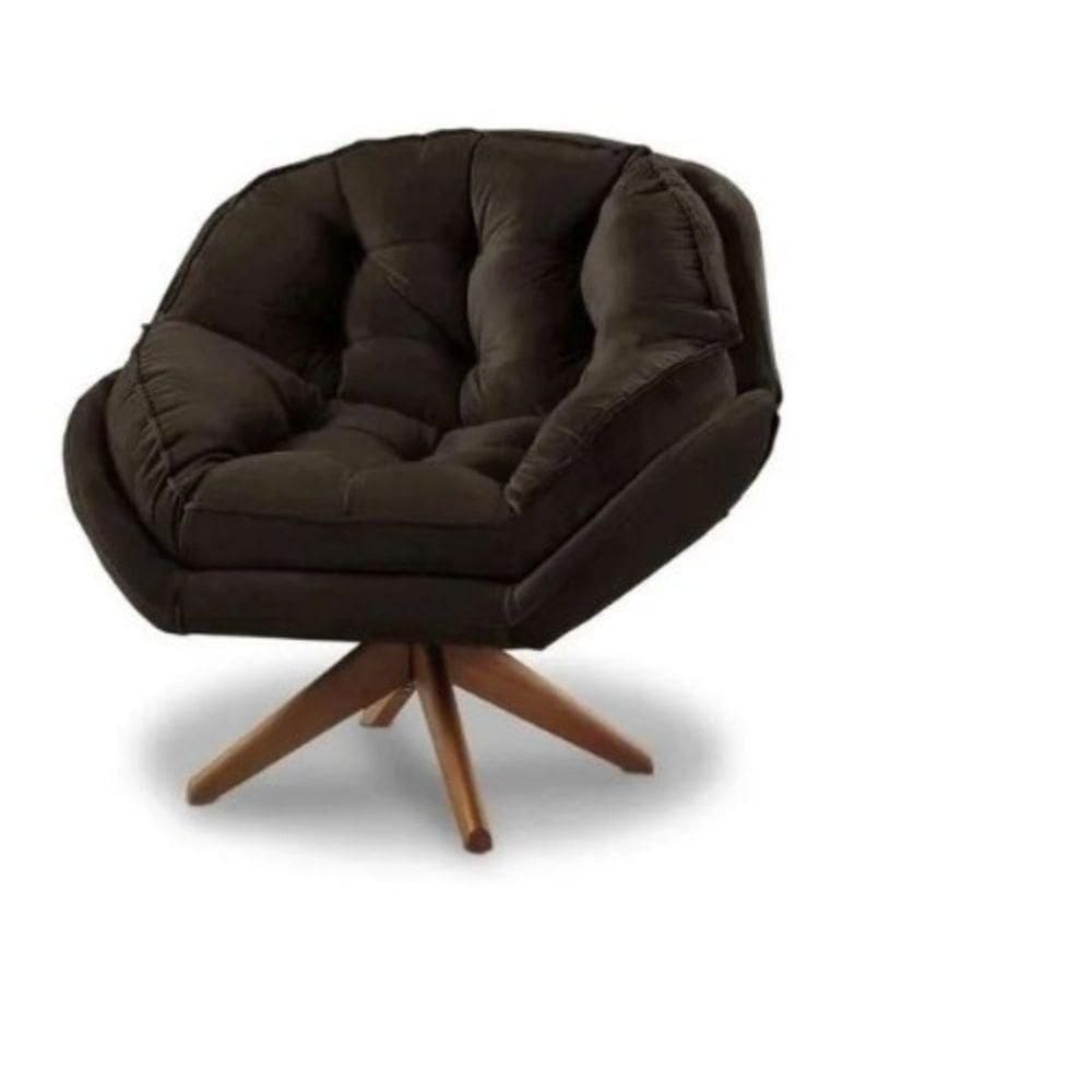 Poltrona Decorativa Verona Com Base Giratória Suede