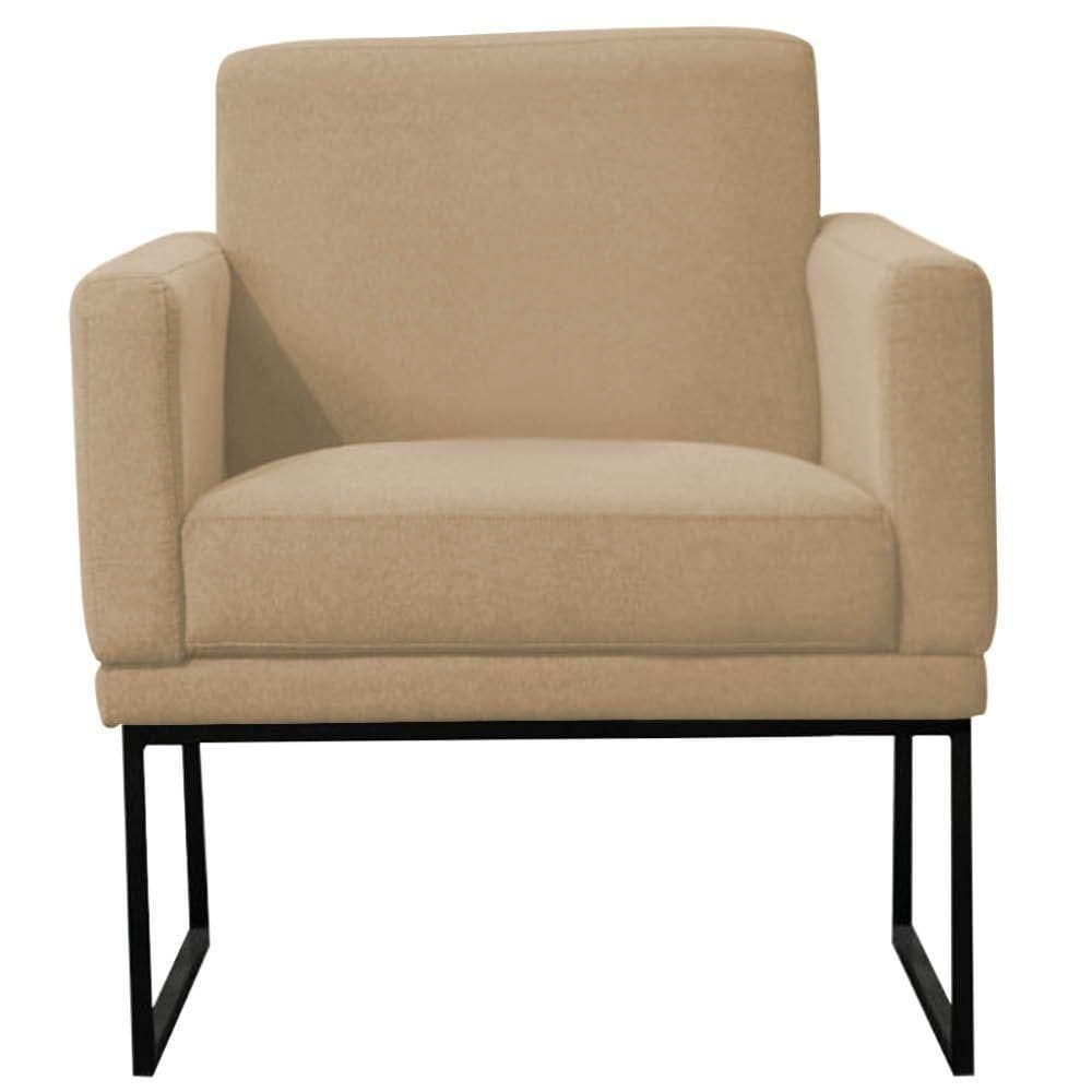 Poltrona Decorativa Juliette Suede Com Armação Preta Metal
