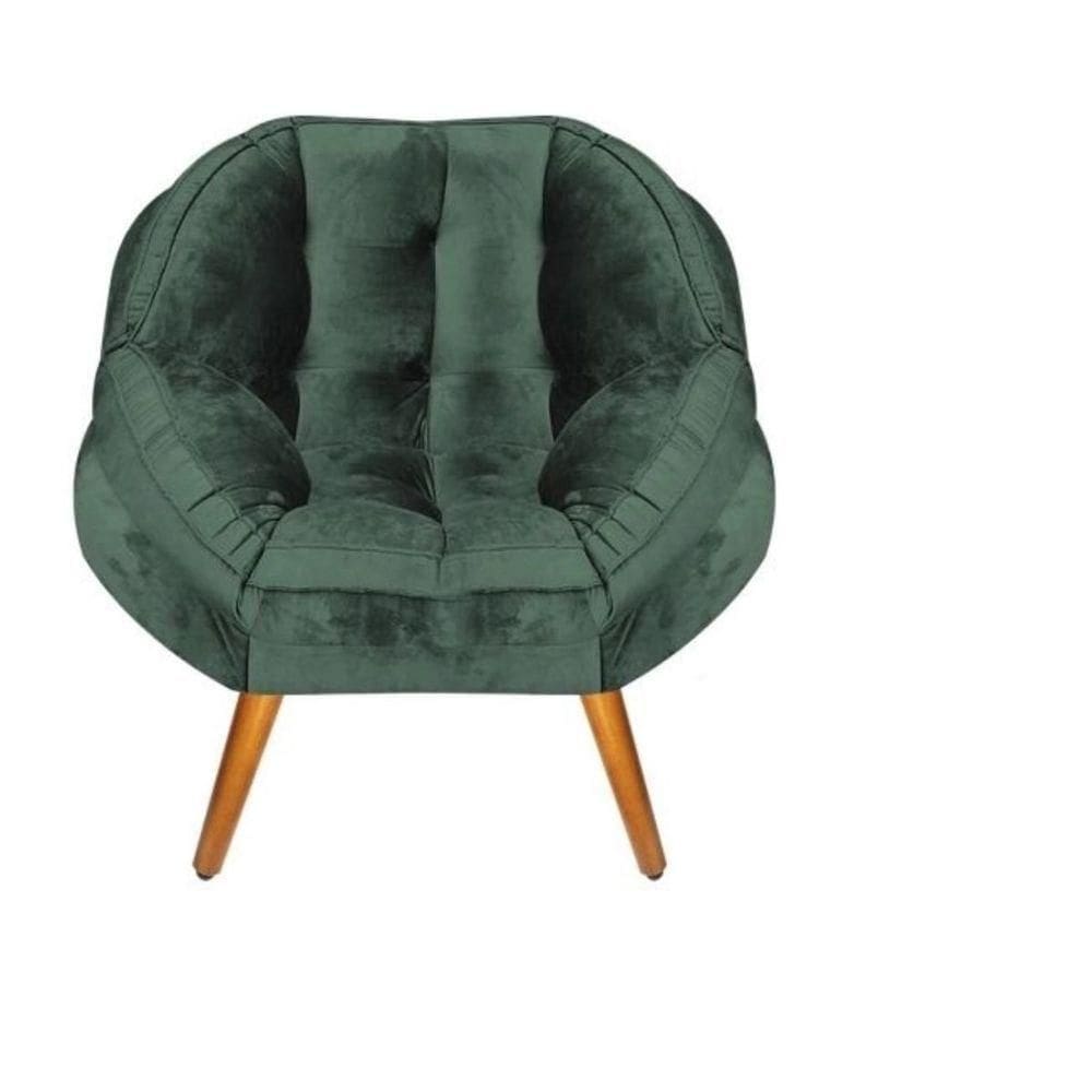 Poltrona Decorativa Califórnia Em Tecido Suede Pés Madeira