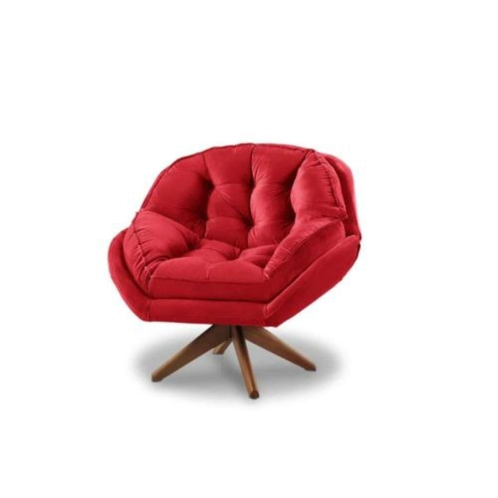 Poltrona Decorativa Verona Com Base Giratória Suede
