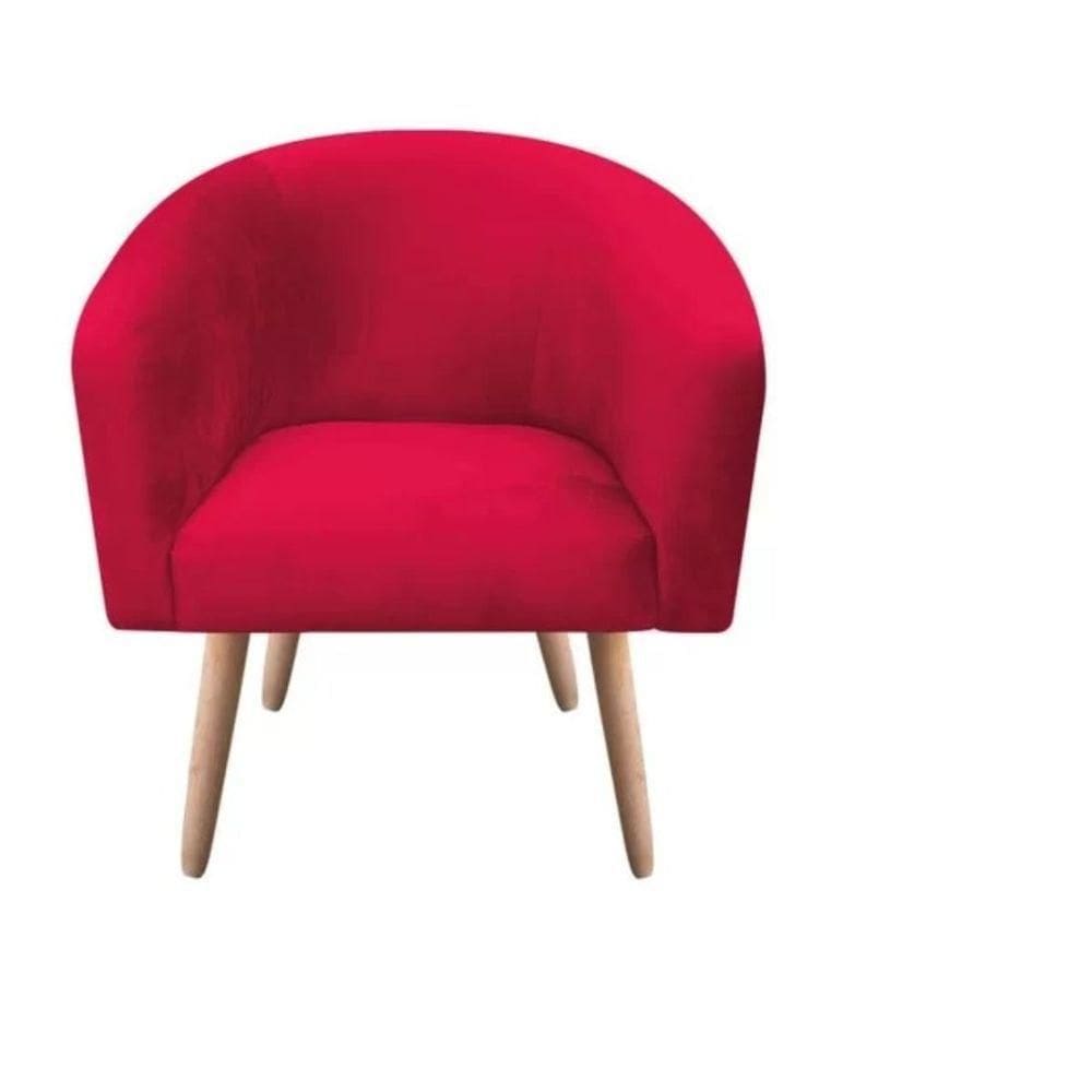 Poltrona Decorativa Stella Em Suede Com Pés Palito