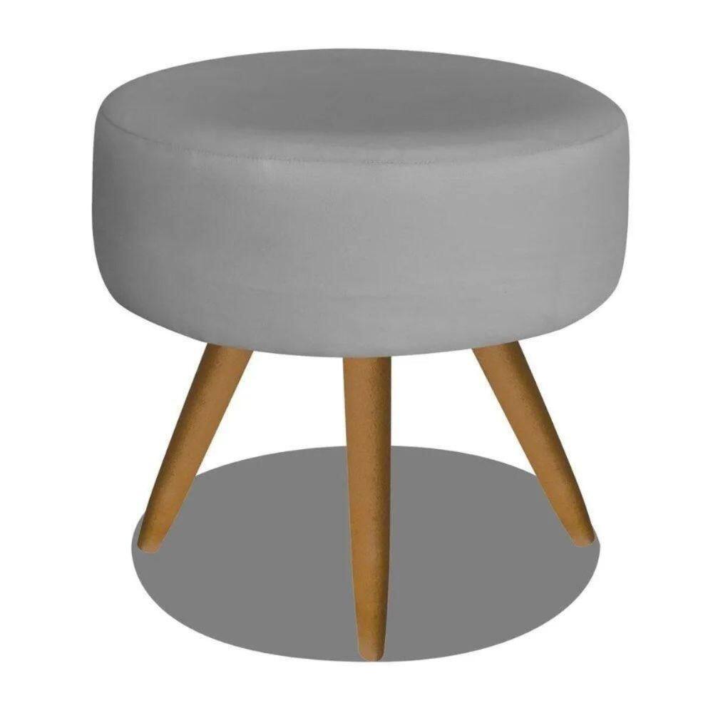 Puff Decorativo Redondo 40 Cm Dóris Pé Palito Suede