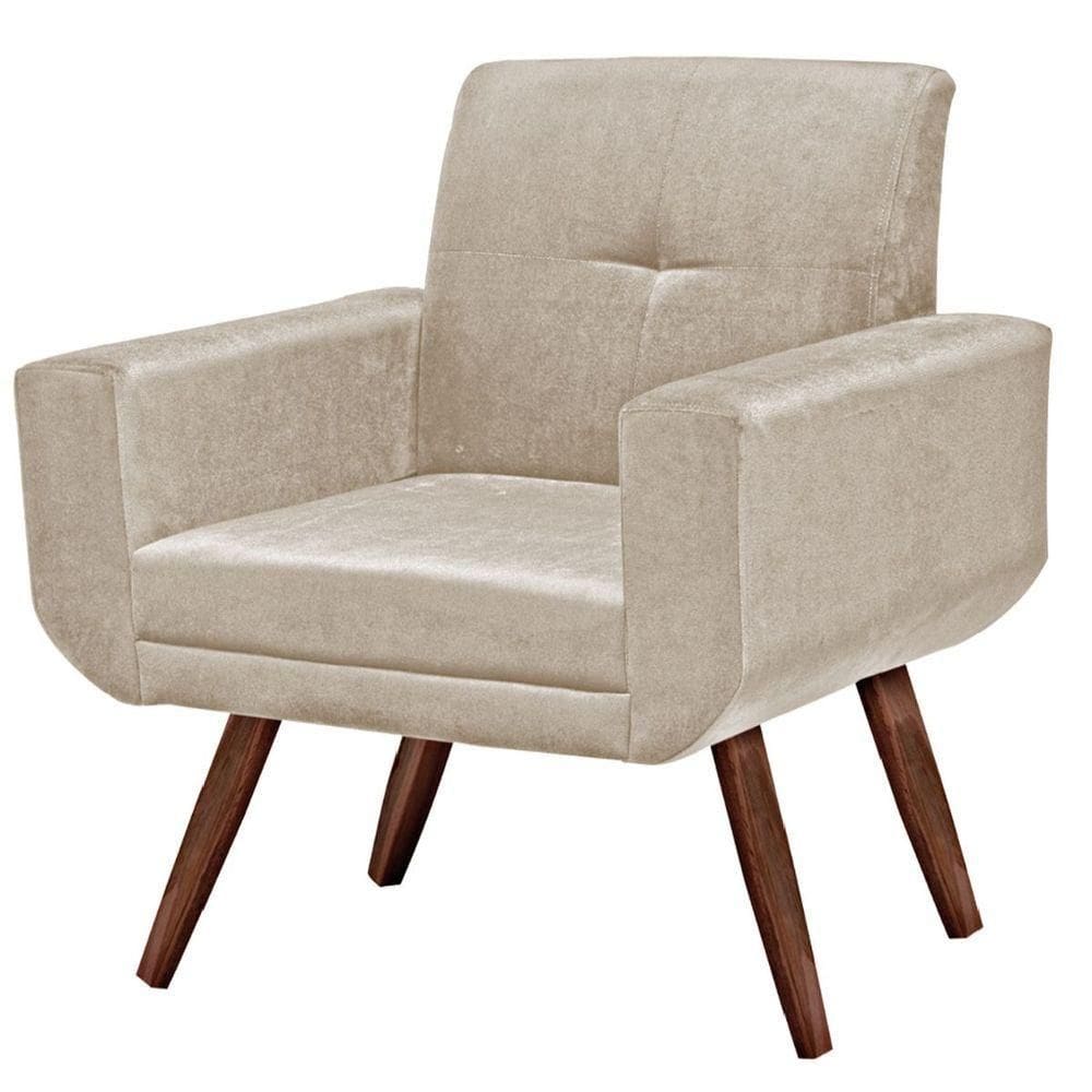 Poltrona Decorativa Anitta Sala E Escritório Pés Madeira