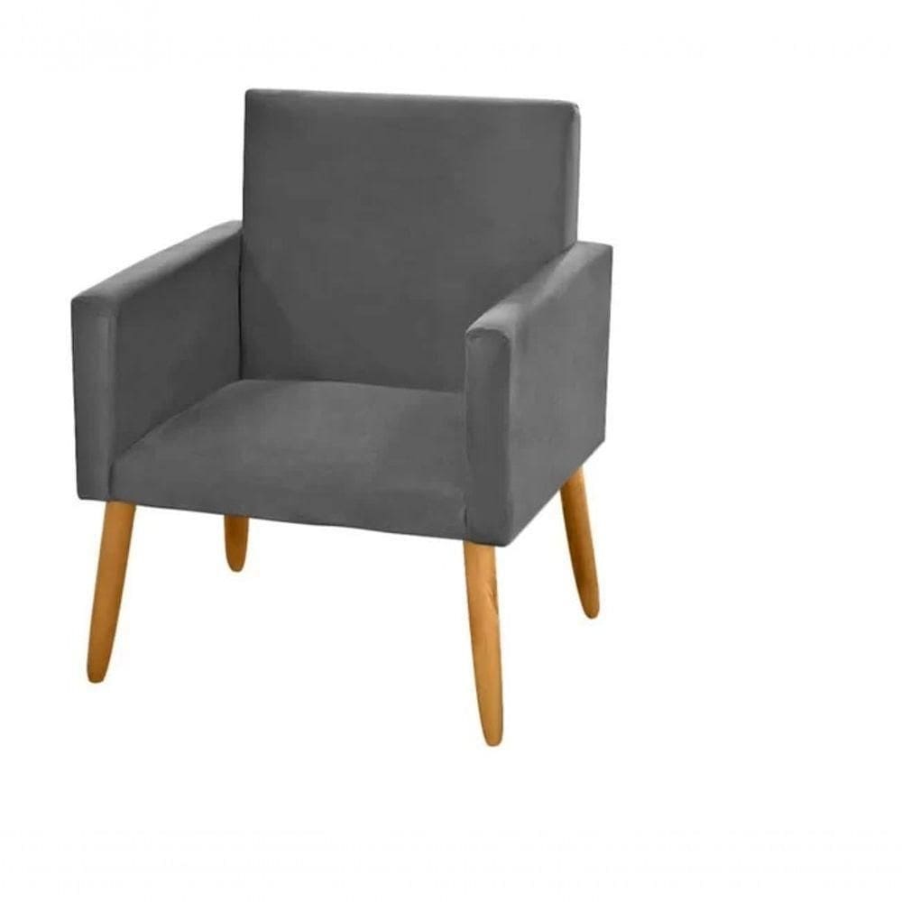 Poltrona Decorativa Nina Sala E Escritório Suede Grafite