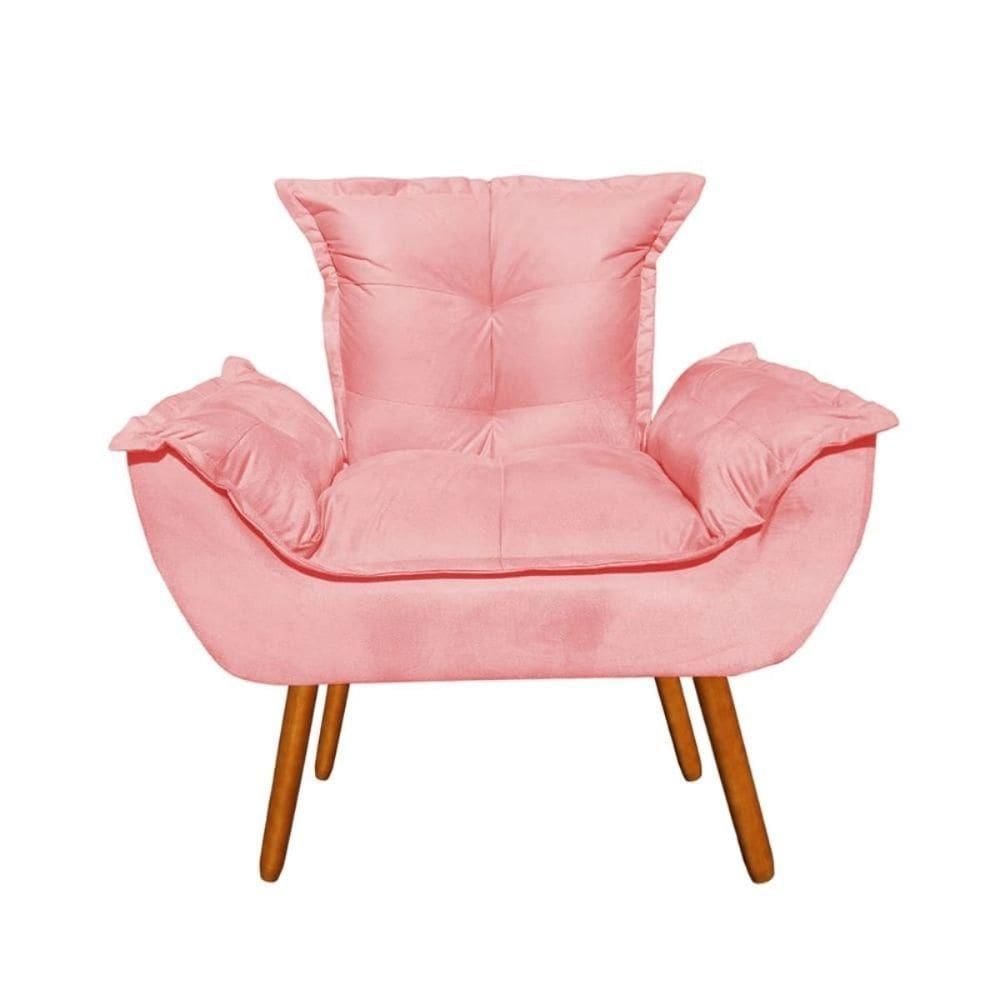 Poltrona Decorativa Opala Sala De Estar Suede Rose