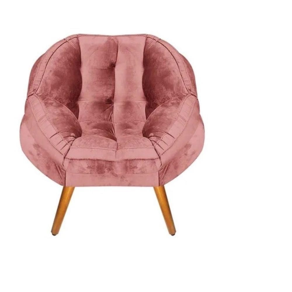 Poltrona Decorativa Flórida Em Tecido Suede Pés Madeira