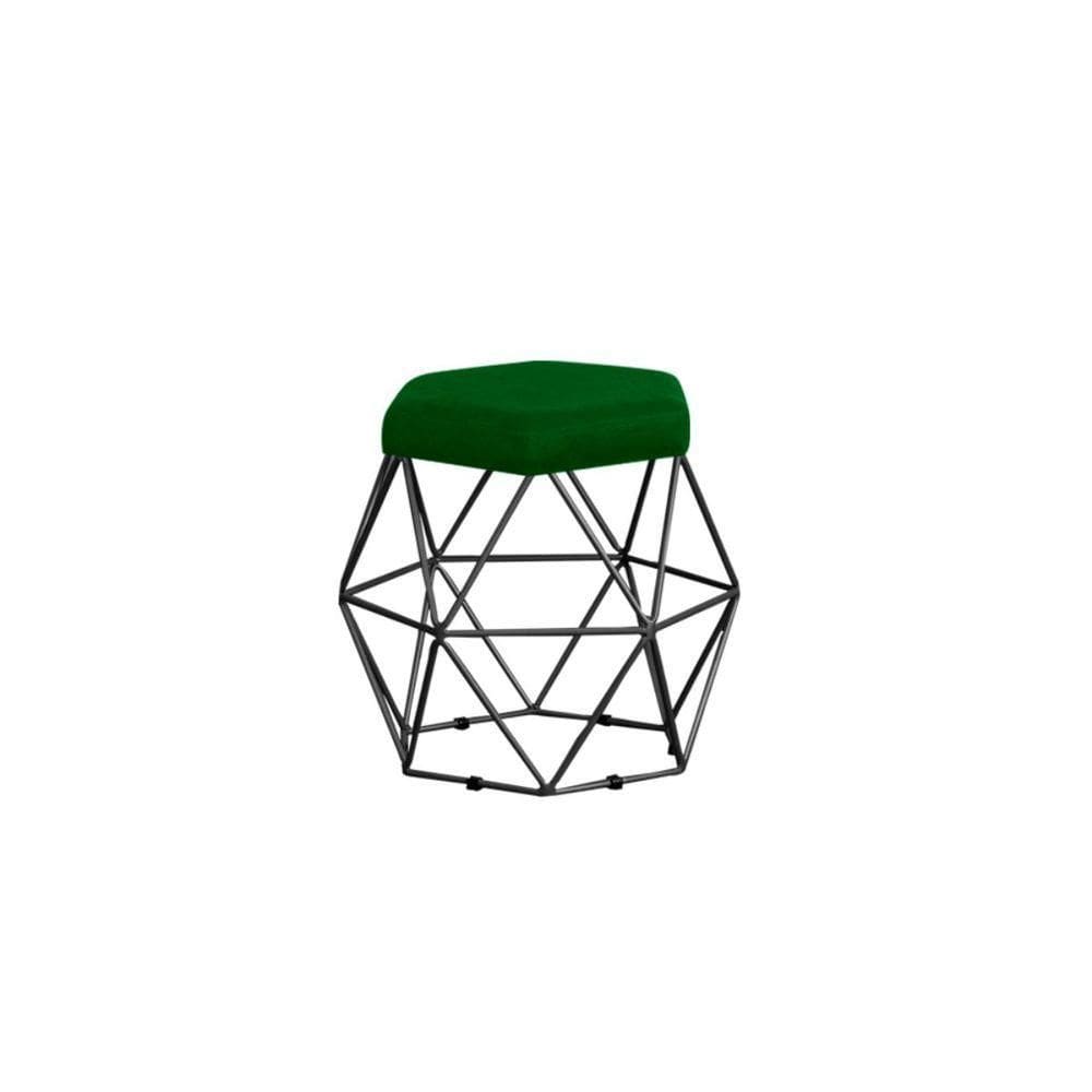 Puff Decorativo Onix Com Armação Preto Para Sala Em Suede