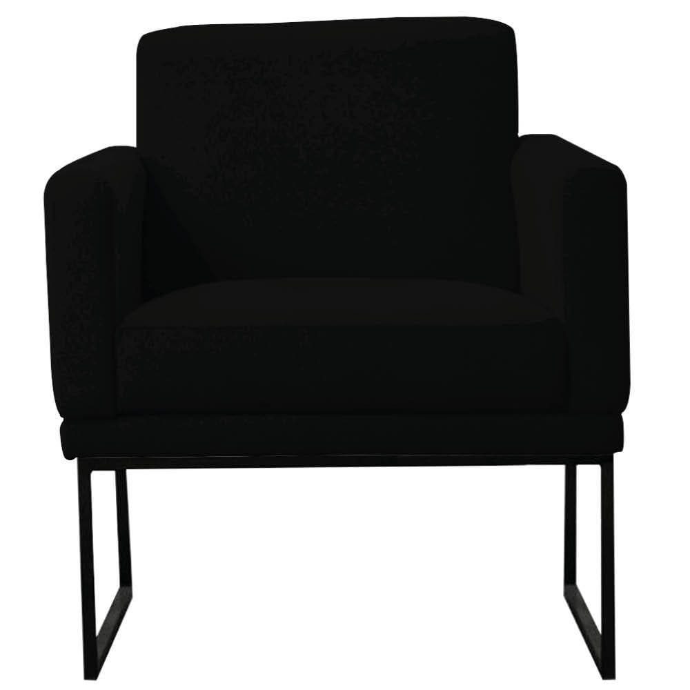 Poltrona Decorativa Juliette Suede Com Armação Preta Metal