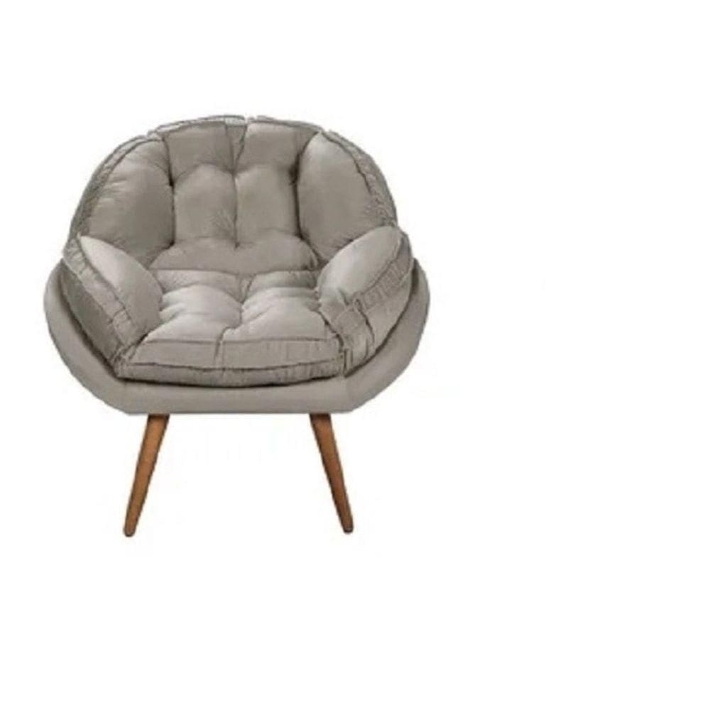 Poltrona Decorativa Flórida Em Tecido Suede Pés Madeira